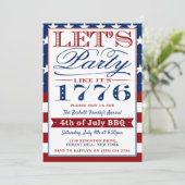 Lasst uns Party wie 1776 machen | 4. Juli Party Einladung (Stehend Vorderseite)