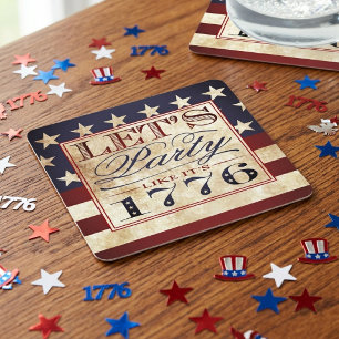 Lasst uns Party wie 1776 machen Vintager 4. Juli Rechteckiger Pappuntersetzer