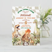 Lasst uns Party wie Dinosaurier Vintager Geburtsta Einladung (Stehend Vorderseite)