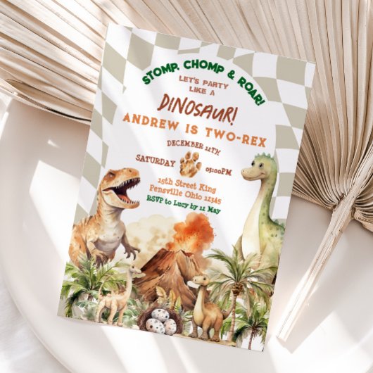 Lasst uns Party wie Dinosaurier Vintager Geburtsta Einladung