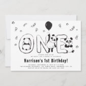 Lasst uns "Party wie ein Panda" 1. Geburtstag Einladung (Vorderseite)