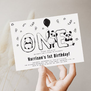 Lasst uns "Party wie ein Panda" 1. Geburtstag Einladung