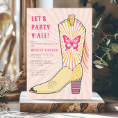 Lasst uns Party Yall Butterfly Cowboy Boot Geburts Einladung