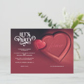 Lasst uns Party, zwei Herzen, eine Rote Hochzeit e Ankündigung (Stehend Vorderseite)