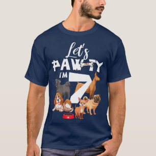 Lasst uns Paw-ty Hund ich bin 7 Jahre alt 7. Gebur T-Shirt