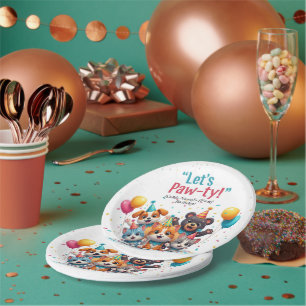 "Lasst uns Paw-ty!" Kinder zum Geburtstag Pappteller