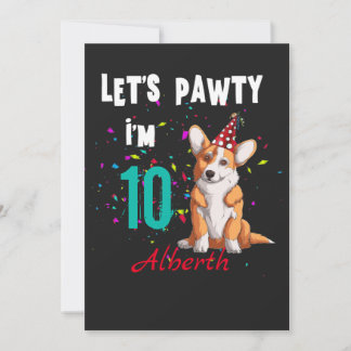 Lasst uns Pawty Boy oder Mädchen Geburtstagsparty Einladung