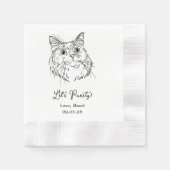 Lasst uns Pawty Custom Cat Gezeichnet Cocktail Hoc Serviette (Vorderseite)