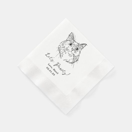 Lasst uns Pawty Custom Cat Gezeichnet Cocktail Hoc Serviette (Ecke)