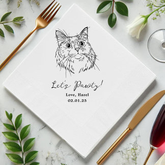 Lasst uns Pawty Custom Cat Gezeichnet Cocktail Hoc Serviette