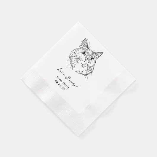 Lasst uns Pawty Custom Cat Gezeichnet Cocktail Hoc Serviette (Ecke)