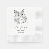 Lasst uns Pawty Custom Cat Gezeichnet Cocktail Hoc Serviette (Vorderseite)