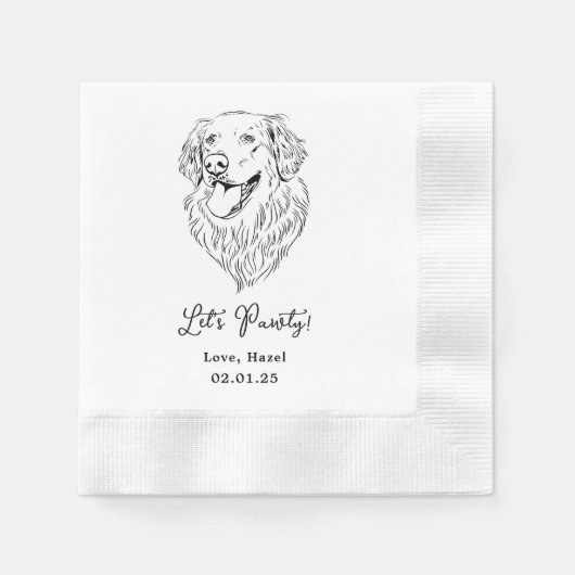 Lasst uns Pawty Custom Pet Cocktail Napkins Hochze Serviette (Vorderseite)