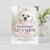 Lasst uns Pawty Foto Pet Birthday Party Einladung (Stehend Vorderseite)