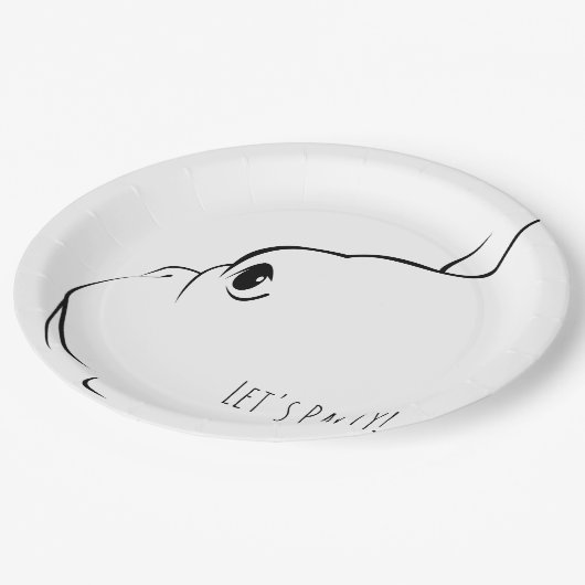 Lasst uns Pawty French Bulldog Silhouette Paper Te Pappteller (Schrägansicht)