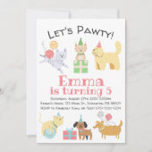 Lasst uns Pawty Geburtstag Einladung (Vorderseite)