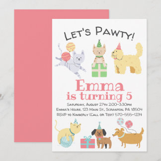 Lasst uns Pawty Geburtstag Einladung
