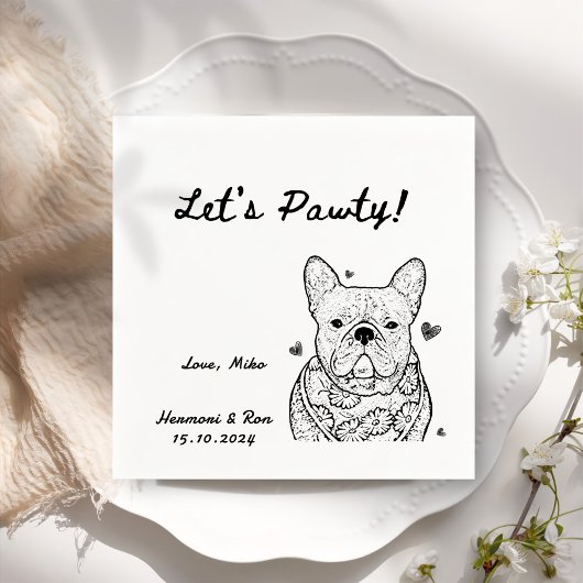 Lasst uns Pawty Gezeichnet Funny Dog Simple Weddin Serviette