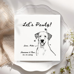 Lasst uns Pawty Gezeichnet Funny Dog Simple Weddin Serviette