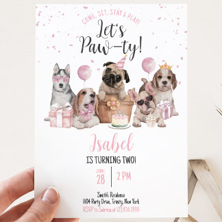 Lasst uns Pawty Girl zum Geburtstag beißen Einladung