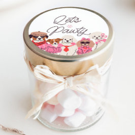 Lasst uns Pawty Girls Pink Puppy Geburtstag Runder Aufkleber