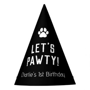 Lasst uns Pawty Hund Geburtstagsparty Hut modern m Partyhütchen