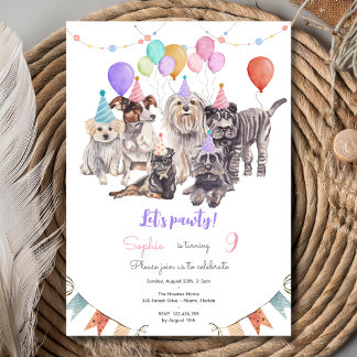 Lasst uns pawty! Hunde Geburtstagsparty Einladung