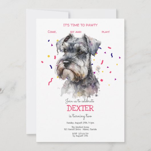 Lasst uns pawty, Hundebeitag Einladung (Vorderseite)