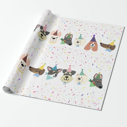 Lasst uns Pawty, Party Hunde Confetti Geburtstag. Geschenkpapier (Ungerollt)