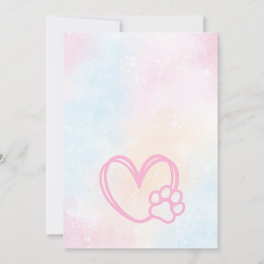 Lasst uns pawty pink niedliche Welpe und Kätzchen Einladung (Rückseite)