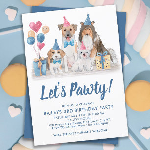 Lasst uns Pawty Watercolor Welpe Party Hund Geburt Einladung