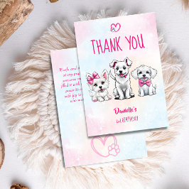 Lasst uns pawty-white-pink niedliche Welpen Geburt Dankeskarte