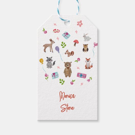 Lasst uns pawty! Wildtiere Kindergeburtstag Geschenkanhänger (Vorderseite)