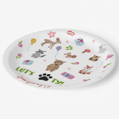 Lasst uns pawty! Wildtiere Kindergeburtstag Pappteller (Schrägansicht)