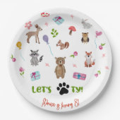 Lasst uns pawty! Wildtiere Kindergeburtstag Pappteller (Vorderseite)