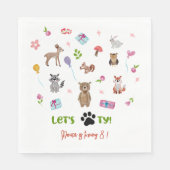 Lasst uns pawty! Wildtiere Kindergeburtstag Serviette (Vorderseite)