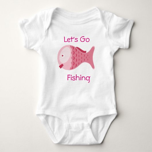 Lasst uns Pink Baby One Piece T-Shirt fischen Baby Strampler (Vorderseite)