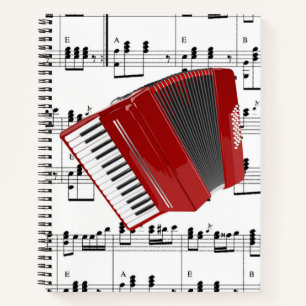 Lasst uns Polka tanzen, rotes Akkordeon, Notizblock