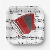 Lasst uns Polka tanzen...rotes Akkordeon Pappteller (Vorderseite)