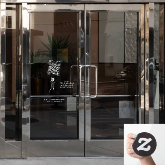 Lasst uns QR-Code essen Fensteraufkleber (Büro Tür)