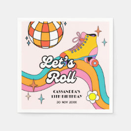 Lasst uns Retro-Roller-Skating-Mädchen-Geburtstag  Serviette