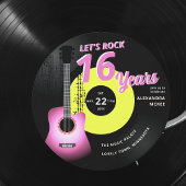 Lasst uns Rock Hot Pink Yellow Gitarre Musik Sweet Einladung