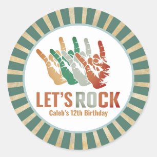 Lasst uns Rock 'n' Roll Vintage Rockstar Geburtsta Runder Aufkleber