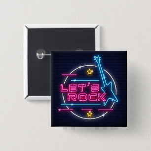 Lasst uns Rock Retro Neon Button