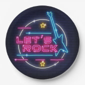 Lasst uns Rock Retro Neon Pappteller (Vorderseite)