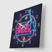 Lasst uns Rock Retro Neon Quadratische Wanduhr (Winkel)