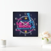 Lasst uns Rock Retro Neon Quadratische Wanduhr (Zuhause)