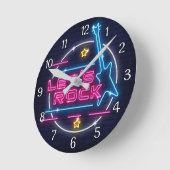Lasst uns Rock Retro Neon Runde Wanduhr (Winkel)