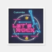 Lasst uns Rock Retro Neon Serviette (Vorderseite)