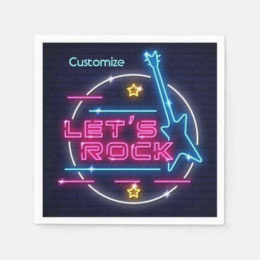 Lasst uns Rock Retro Neon Serviette (Vorderseite)